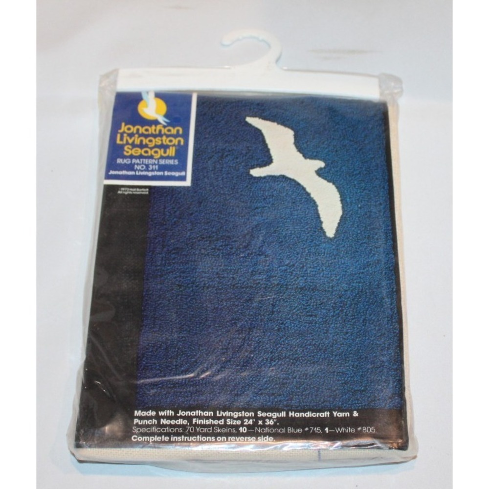 VTG 1973 Jonathan Livingston Seagull Rug Pattern No. 311 punch needle 24x36 NOS